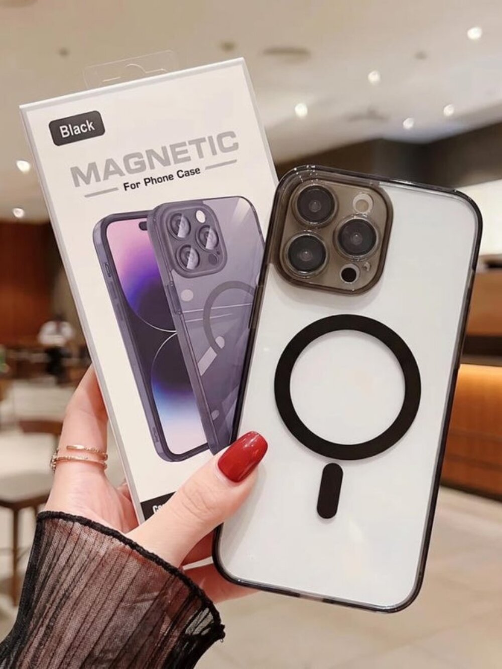 Magnetic Clear Shield iPhone Case - Black Edge MagSafe